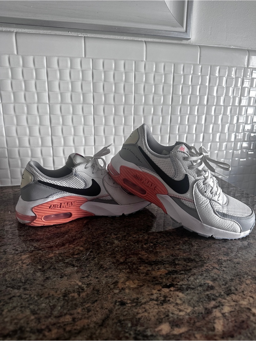 Nike White, Black & Coral Air Max Women's Sneakers